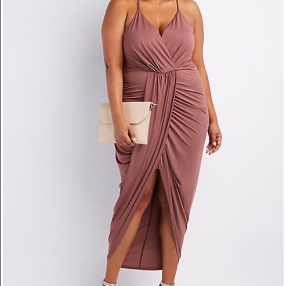 Plus Size Surplice Draped Cocoon Maxi Dress